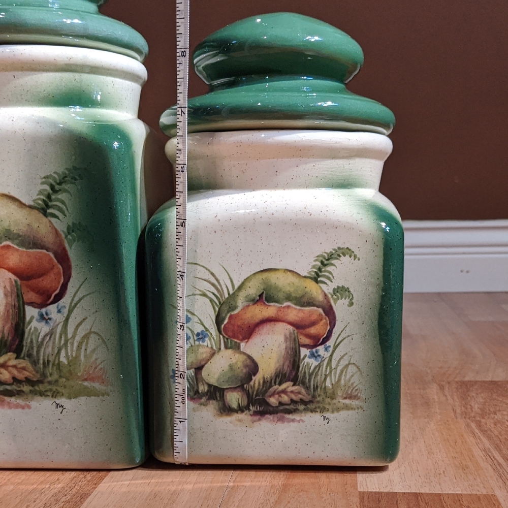 Handcrafted Mushroom Canister Set - Green and Cream - Picture 11 of 11